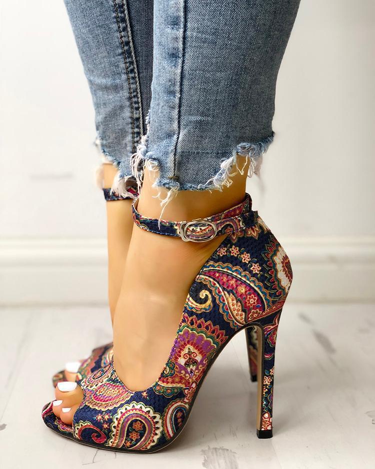 Ethnic print peep toe discount
